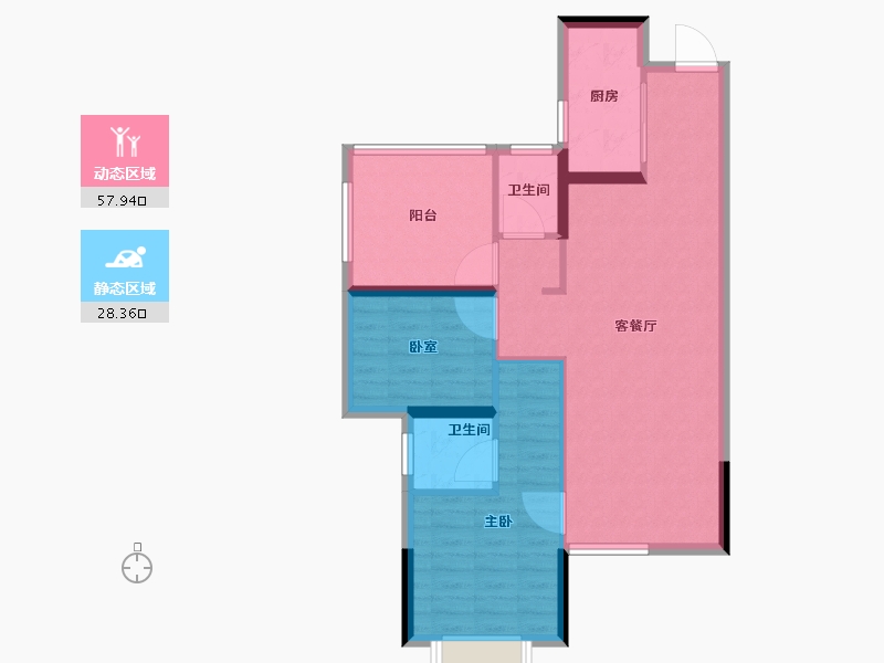 湖南省-长沙市-保利城-77.60-户型库-动静分区