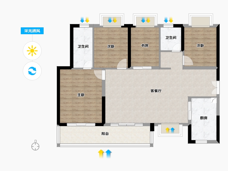 湖南省-长沙市-阳光城溪山悦-103.20-户型库-采光通风