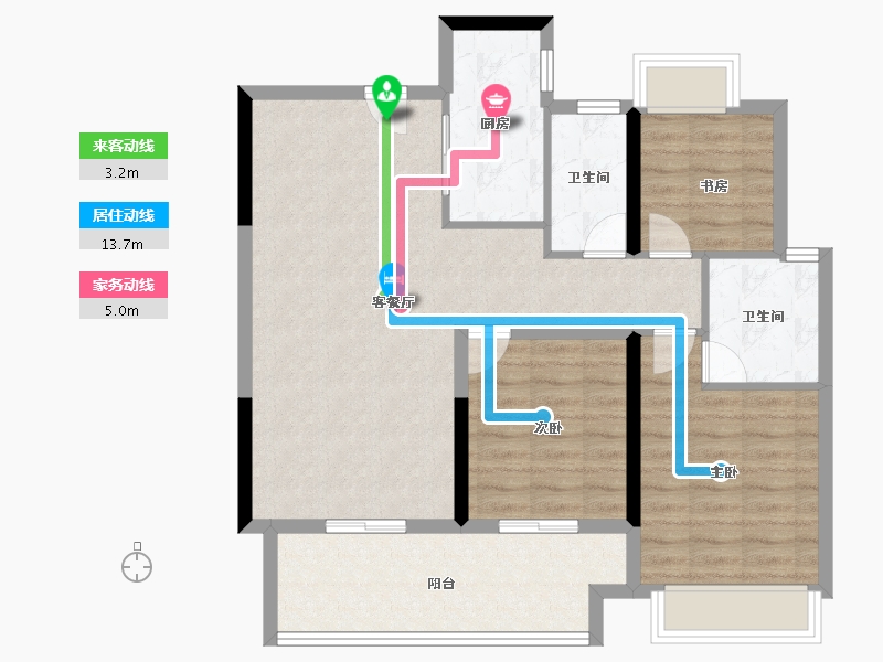 湖南省-长沙市-华润翡翠府-89.60-户型库-动静线