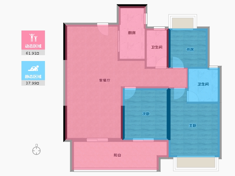 湖南省-长沙市-华润翡翠府-89.60-户型库-动静分区