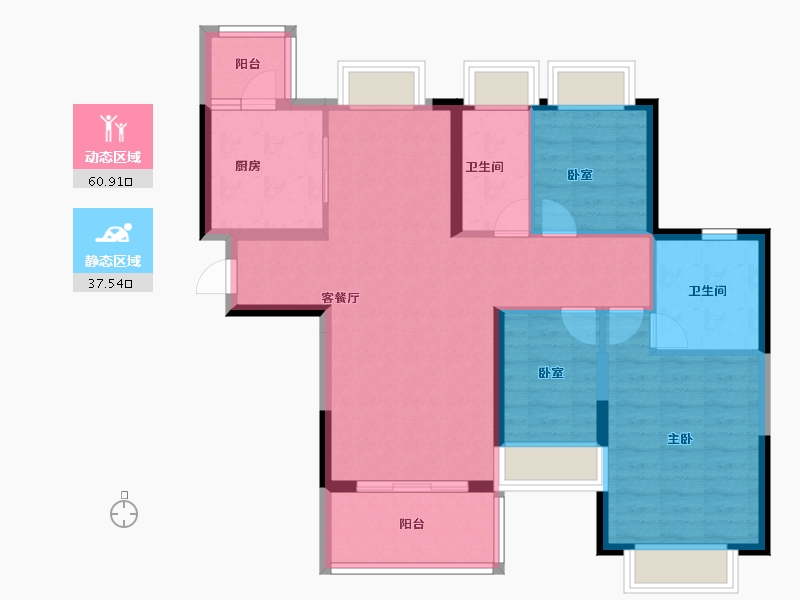 湖北省-武汉市-武汉恒大时代新城-88.00-户型库-动静分区