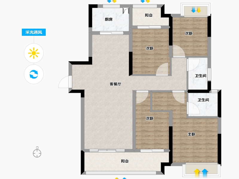 湖南省-长沙市-中交建发·松雅院-106.41-户型库-采光通风