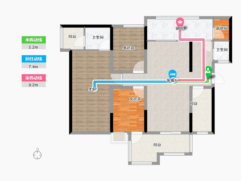 湖南省-长沙市-保利城-128.00-户型库-动静线