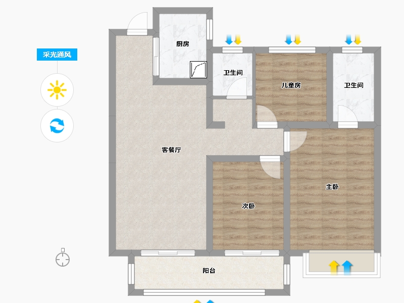 河南省-新乡市-建业世和府-93.00-户型库-采光通风