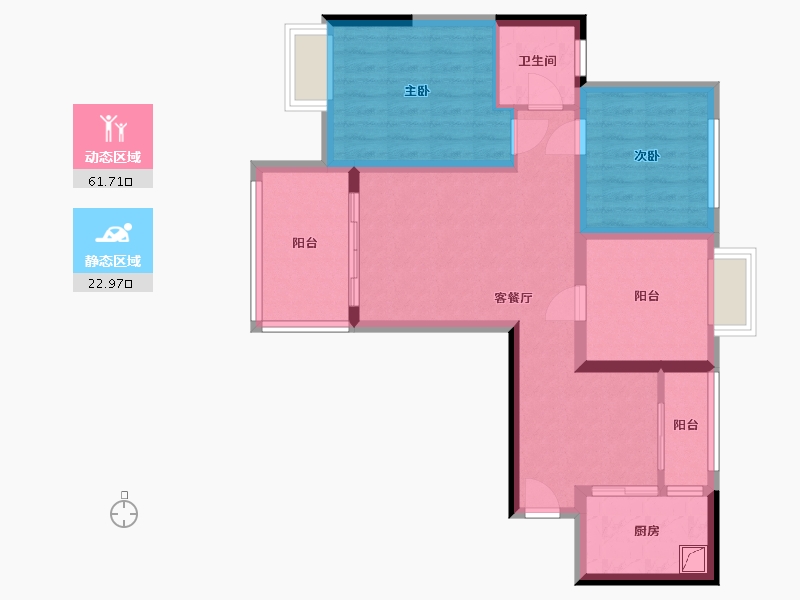 四川省-成都市-金科一城-19栋-88.00-户型库-动静分区