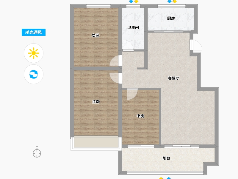 安徽省-淮北市-相湖春晓-96.00-户型库-采光通风