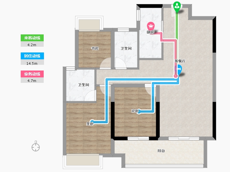 湖南省-长沙市-华润翡翠府-90.83-户型库-动静线