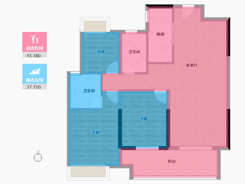 湖南省-长沙市-华润翡翠府-90.83-户型库-动静分区