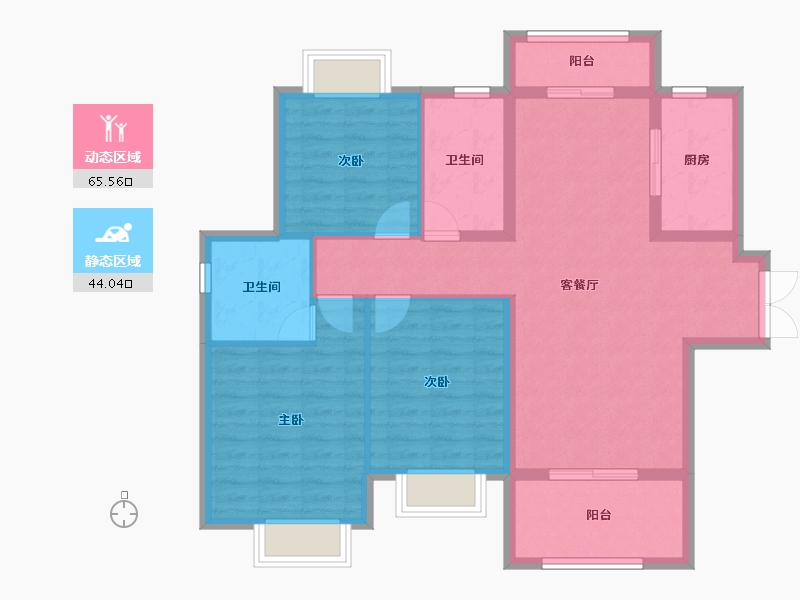 湖北省-武汉市-武汉城建电建汤湖观筑-98.58-户型库-动静分区