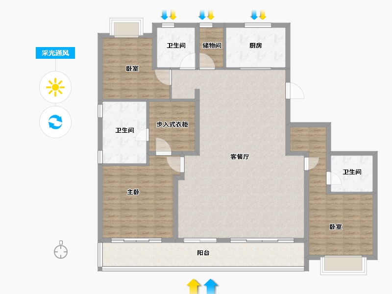 浙江省-温州市-万科翡翠天地-156.00-户型库-采光通风