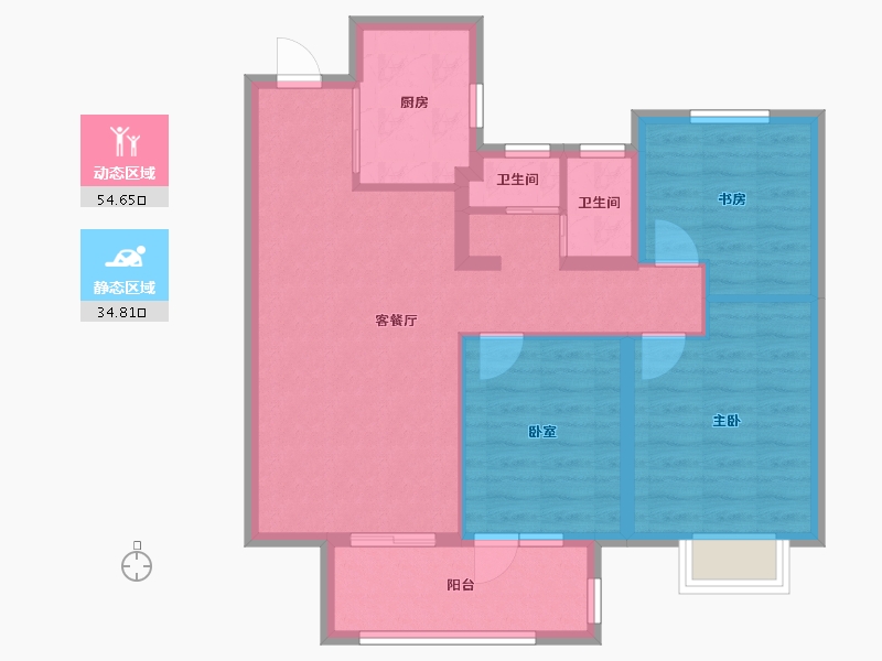 湖北省-武汉市-北辰金地漾时代-79.99-户型库-动静分区