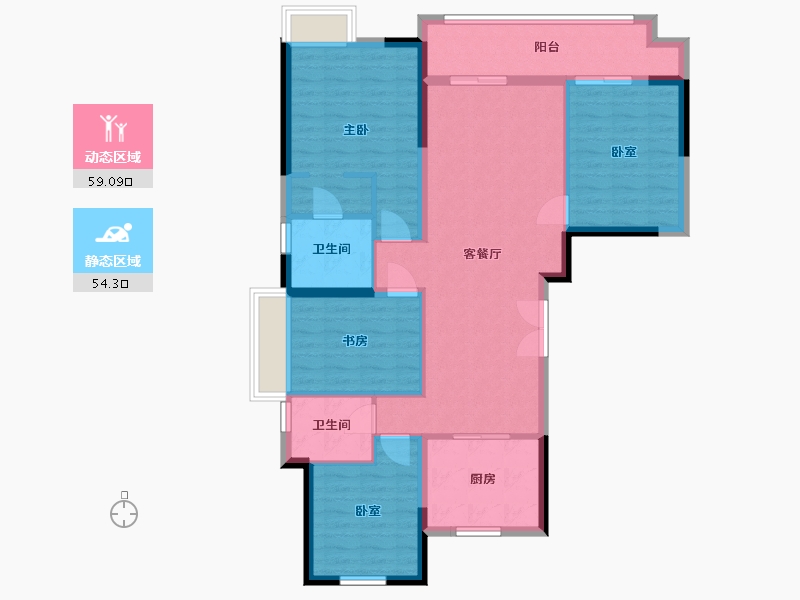 贵州省-黔西南布依族苗族自治州-佳锦苑2户型-110.00-户型库-动静分区