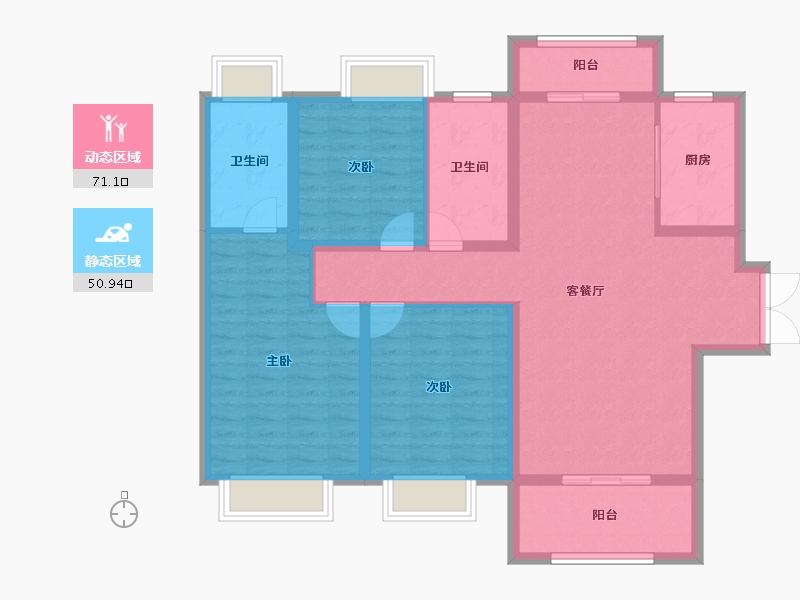 湖北省-武汉市-武汉城建电建汤湖观筑-109.68-户型库-动静分区