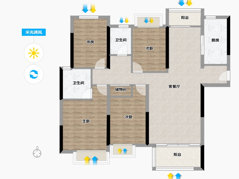 湖南省-长沙市-华润翡翠府-112.00-户型库-采光通风