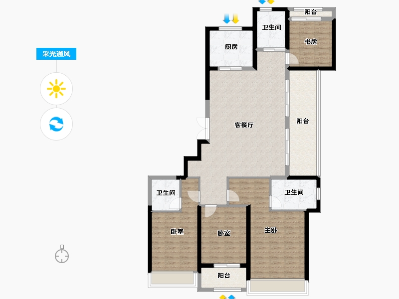 浙江省-温州市-乐虹湾-134.40-户型库-采光通风