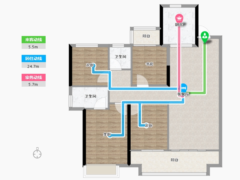 湖南省-长沙市-旭辉·雨花郡-114.40-户型库-动静线