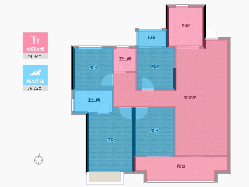 湖南省-长沙市-旭辉·雨花郡-114.40-户型库-动静分区