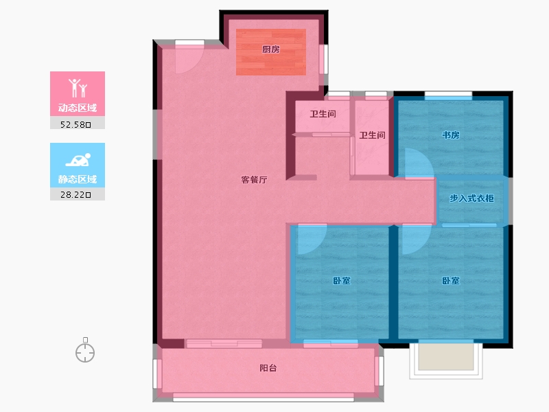 湖北省-武汉市-绿地光谷星河绘-71.98-户型库-动静分区