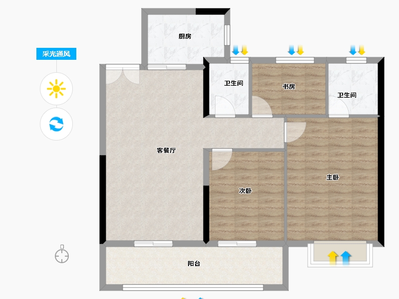 浙江省-宁波市-洞桥明宛-98.00-户型库-采光通风