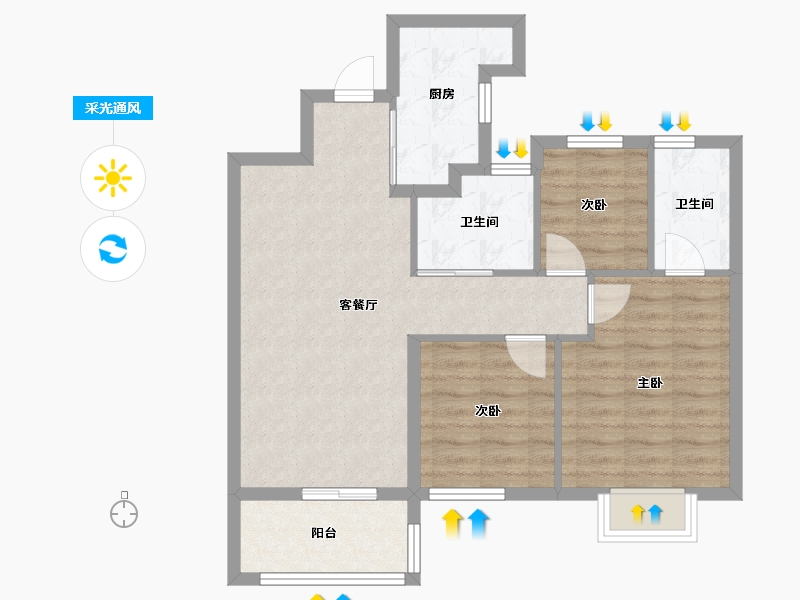 湖北省-武汉市-保利星河九洲-75.19-户型库-采光通风