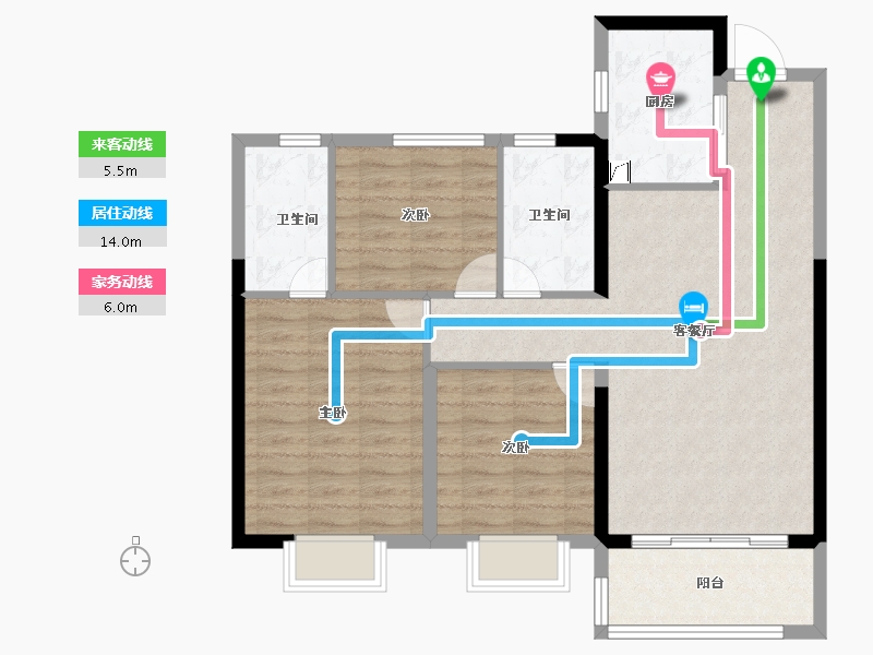 湖南省-长沙市-阳光城溪山悦-88.46-户型库-动静线