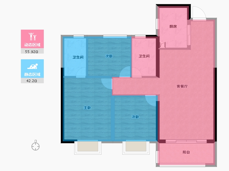 湖南省-长沙市-阳光城溪山悦-88.46-户型库-动静分区