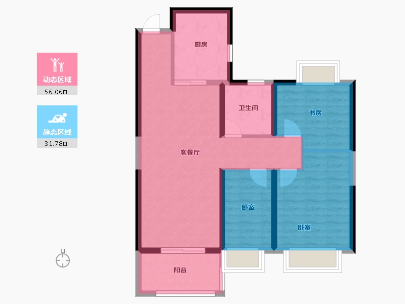 湖北省-武汉市-武汉恒大时代新城-78.40-户型库-动静分区