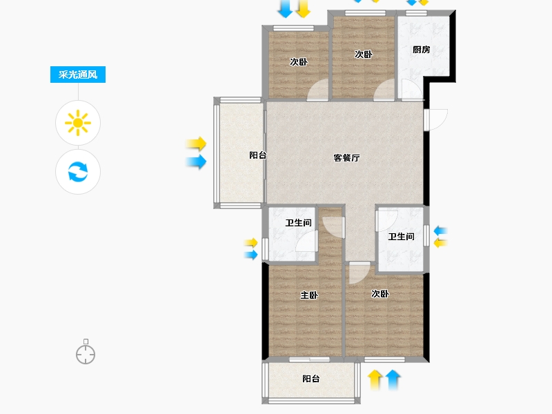 湖南省-长沙市-高峰·璟麟府-108.80-户型库-采光通风