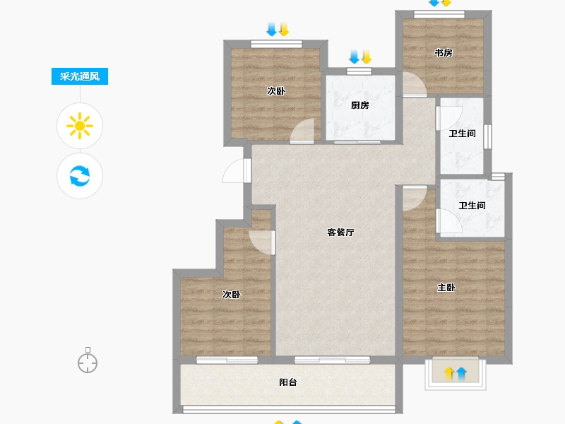 浙江省-宁波市-荣安林语秋月-92.01-户型库-采光通风