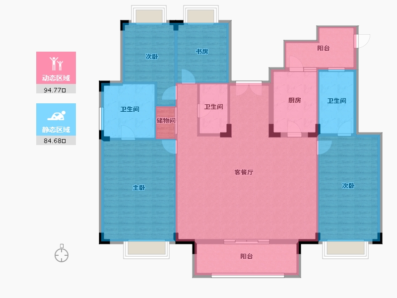 湖北省-武汉市-武汉城建电建汤湖观筑-165.23-户型库-动静分区