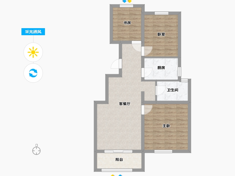 河北省-张家口市-帝豪东山林语-80.00-户型库-采光通风