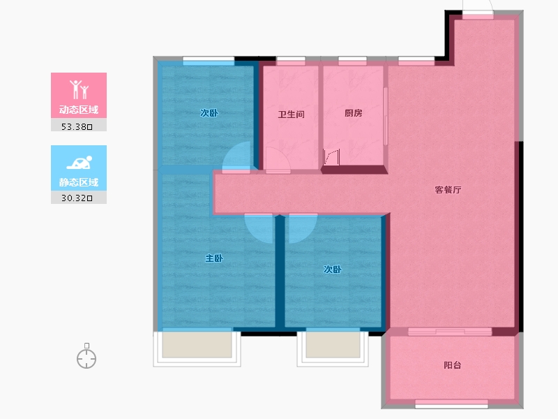 湖南省-长沙市-阳光城·翡丽云邸-74.37-户型库-动静分区