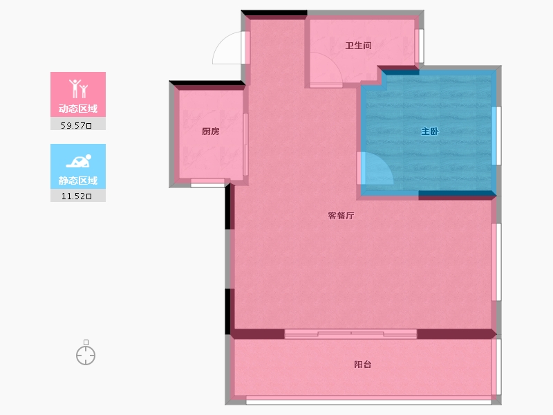 浙江省-宁波市-欢乐滨海-64.00-户型库-动静分区