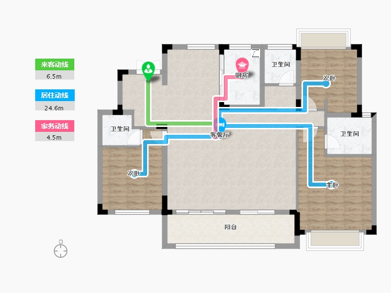 湖南省-长沙市-青竹湖曦园-122.98-户型库-动静线