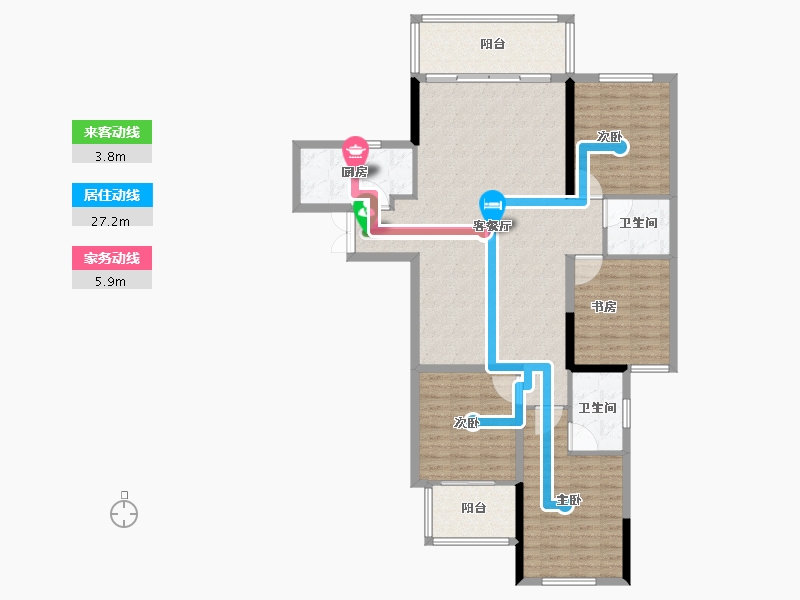 湖南省-长沙市-高峰·璟麟府-128.00-户型库-动静线