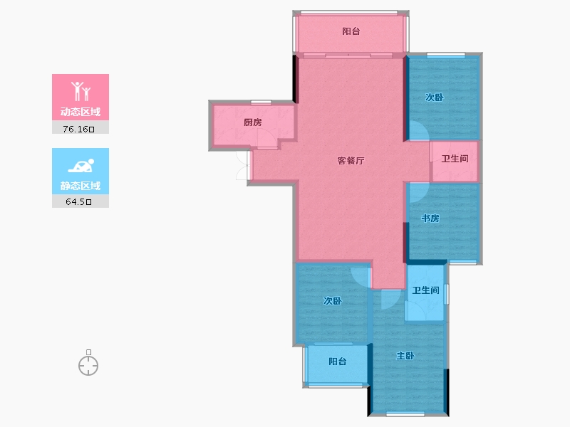 湖南省-长沙市-高峰·璟麟府-128.00-户型库-动静分区