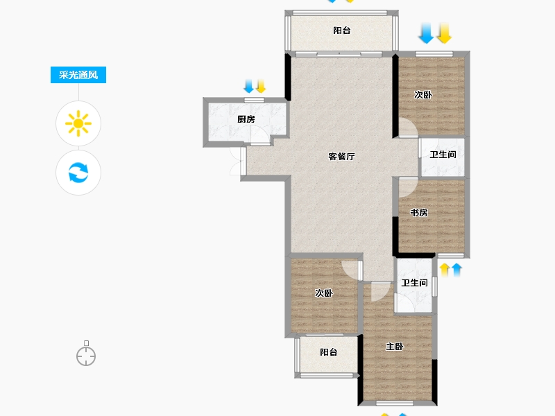 湖南省-长沙市-高峰·璟麟府-128.00-户型库-采光通风