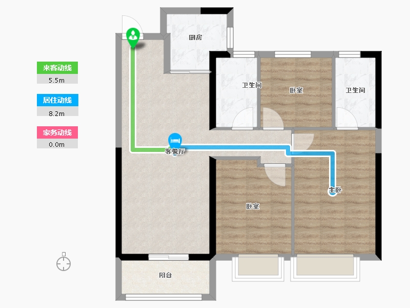 湖北省-武汉市-五矿万境水岸-84.80-户型库-动静线