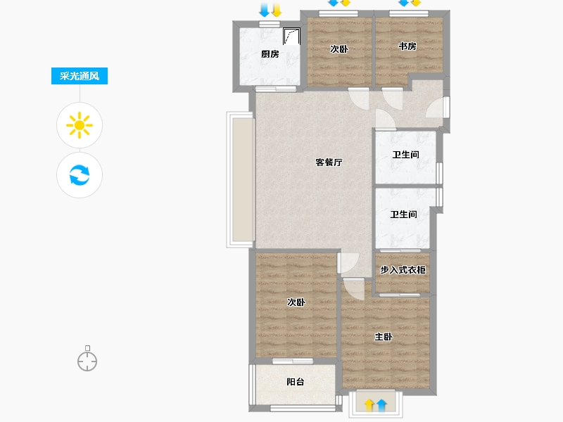 浙江省-杭州市-滨江御虹府-104.00-户型库-采光通风