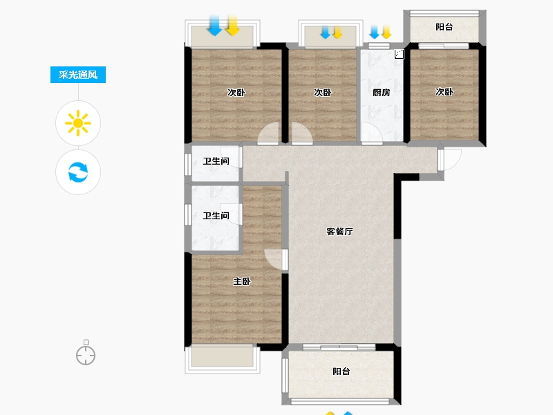 湖北省-武汉市-银丰苑-99.53-户型库-采光通风