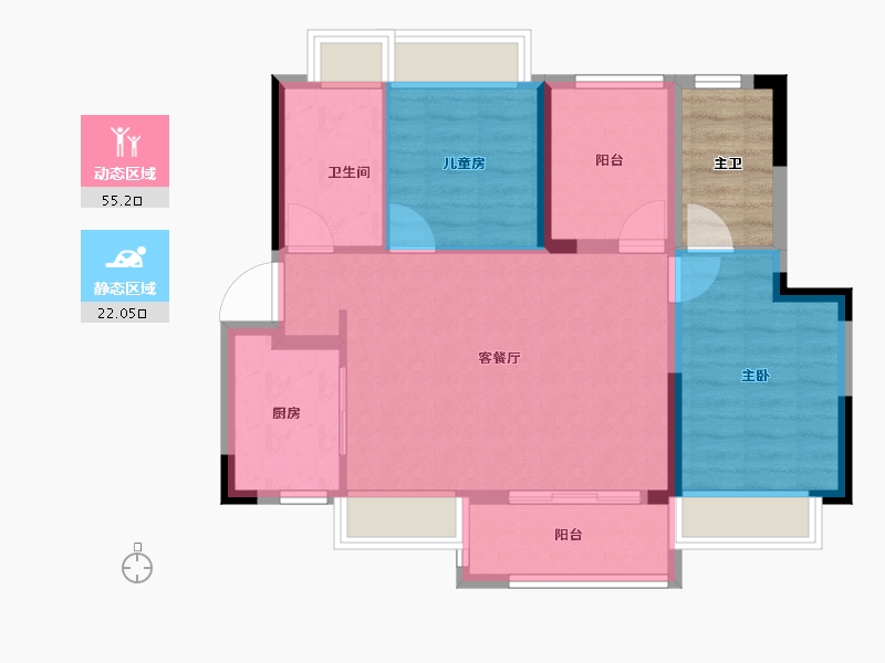 广东省-佛山市-正荣新希望金洲府-74.40-户型库-动静分区