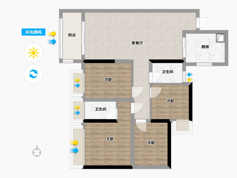 广东省-深圳市-金众麒麟公馆-111.00-户型库-采光通风