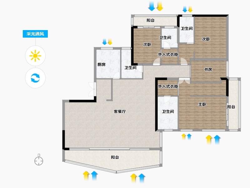 湖南省-长沙市-珠江颐德公馆-222.42-户型库-采光通风