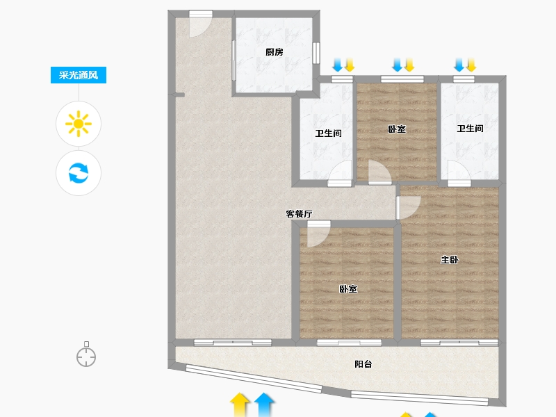 湖北省-武汉市-招商江山和樾-114.40-户型库-采光通风