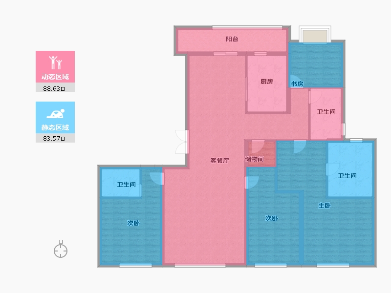 湖北省-武汉市-绿城金地凤起听澜-156.00-户型库-动静分区