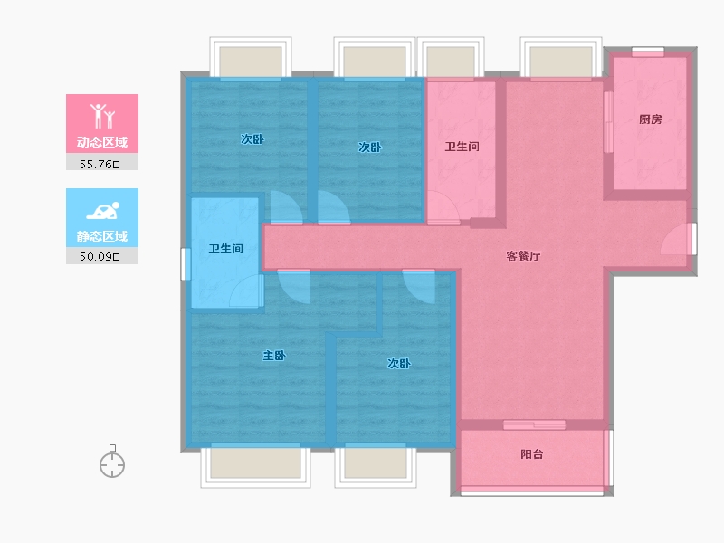 湖北省-武汉市-招商江山和樾-93.97-户型库-动静分区