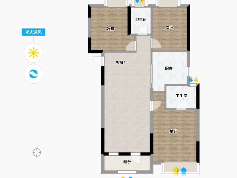 湖北省-武汉市-保利星河九洲-87.51-户型库-采光通风