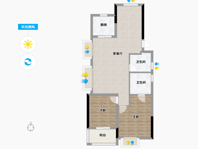 浙江省-宁波市-宝龙TOD奉甬新城-76.01-户型库-采光通风