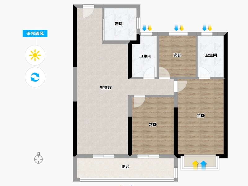 湖北省-武汉市-招商江山和樾-94.41-户型库-采光通风