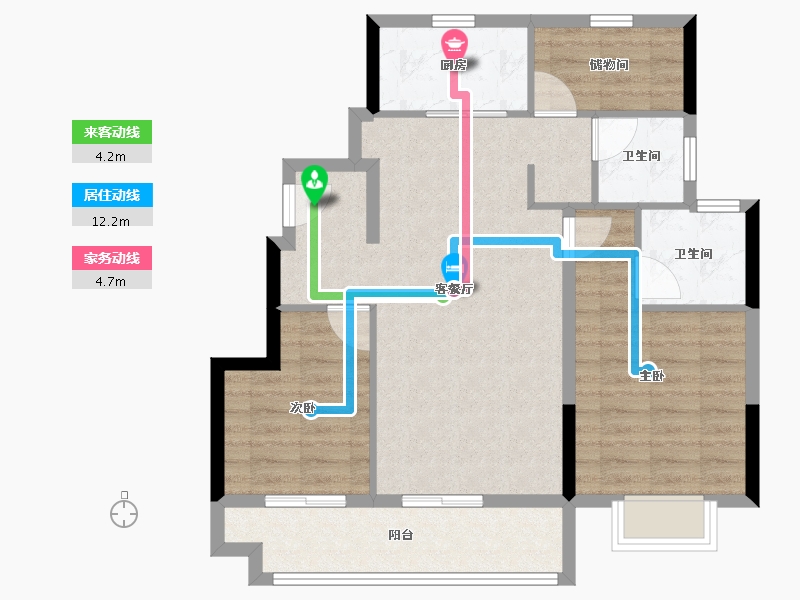 浙江省-宁波市-美的海畔云城-79.20-户型库-动静线